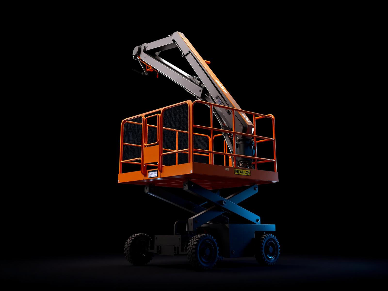 Wireframe render of an aerial work platform lift